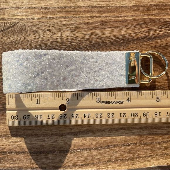 White Rhinestone Faux Leather Wristlet - Picture 2 of 2